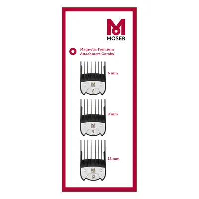 Moser 1801-7020 Magnetic Premium Attachment Combs - náhradní magnetické nástavce: 6, 9, 12 mm (3