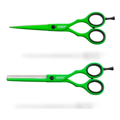 Kiepe Neon Scissor Set - set nůžek na stříhání 5.5" a efilačních nůžek, 5,5" 2480.3 (5.5") Green