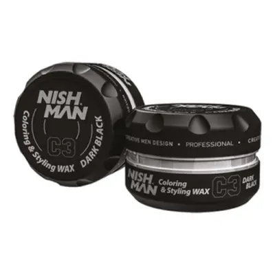 Nishman Hair Coloring Wax C3 Black - černý barvící vosk na vlasy, 100 ml