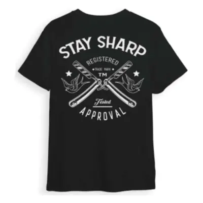 Marmara Barber T-Shirt Stay Sharp Black - černé barber tričko s vzorem BŘITVA a LASTOVIČKA L - L