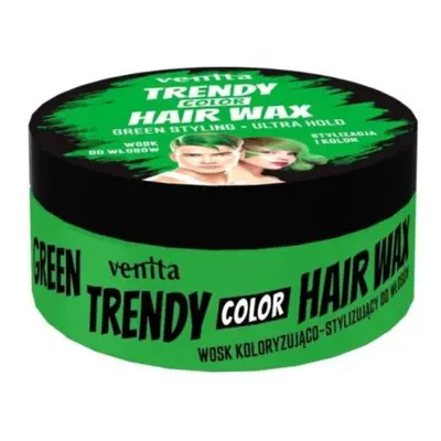 Venita Trendy Hair Wax Ultra Hold - barevný vosk na vlasy, ultra držení, 75 g Green - zelený