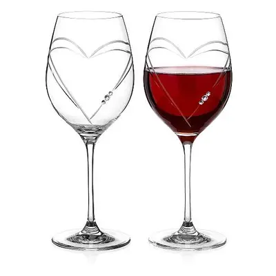 Diamante Swarovski Sklenice na víno Hearts 470 ml, 2 ks