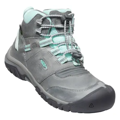 Trekové boty Keen RIDGE FLEX MID WP YOUTH grey/blue tint