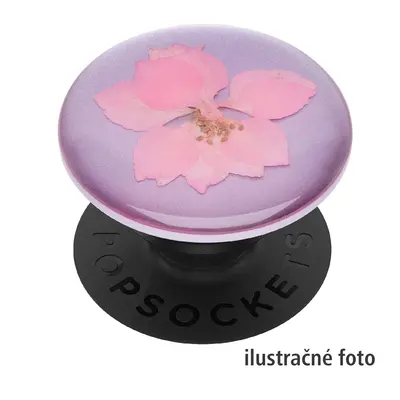 PopSockets PopGrip Gen.2, Pressed Flower Delphinium Pink, růžový kvítek zalitý v pryskyřici