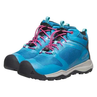 Dětské celoroční boty Keen WANDURO MID WP YOUTH fjord blue/fuchsia purple