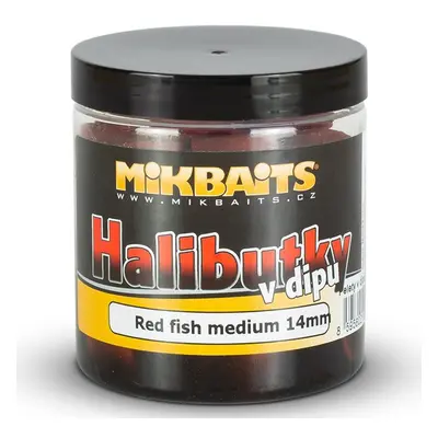 Mikbaits chytací halibutky v dipu 14 mm 250 ml-red fish medium