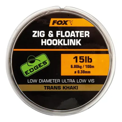 Fox edges zig & floater hooklink trans khaki 100 m-průměr 0,26 mm / nosnost 4,53 kg