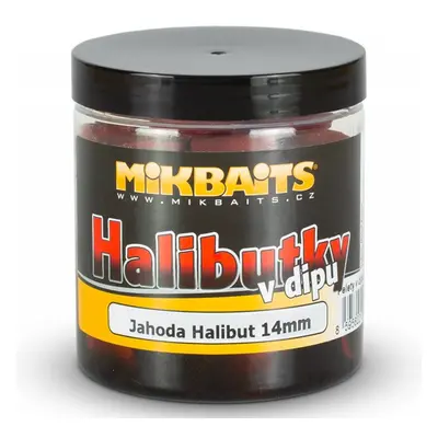 Mikbaits pelety halibutky v dipu 14 mm 250 ml - jahoda halibut