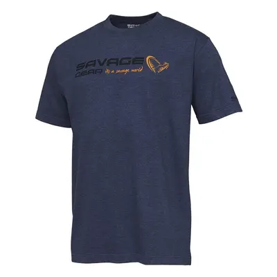 Savage gear triko signature logo t shirt blue melange - s