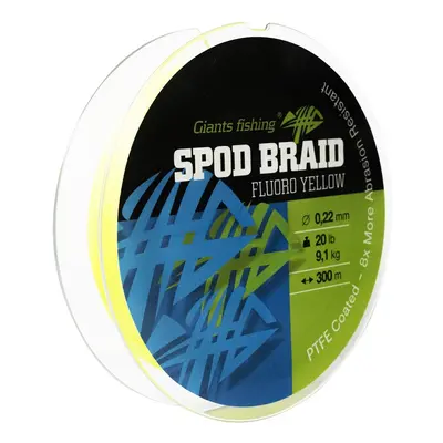 Giants fishing splétaná šňůra spod braid fluoro yellow 300 m - 0,22 mm 9,1 kg