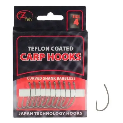 Zfish teflonové háčky curved shank barbless 10 ks-velikost 4