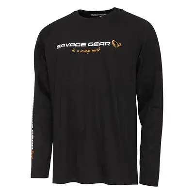 Savage gear triko signature logo long sleeve t shirt black caviar - xxl