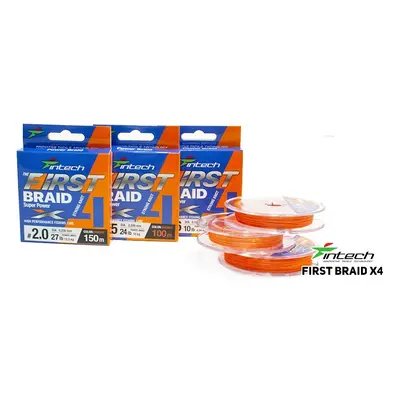 Intech first splétaná šňůra braided line braid x4 orange 150 m - 0,128 mm 4,54 kg