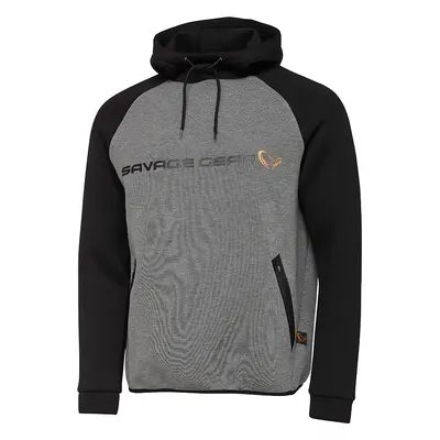 Savage gear mikina tec foam hoodie dark grey melange - m