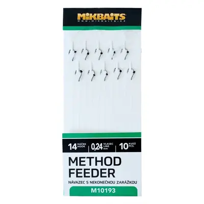 Mikbaits method feeder návazce s nekonečnou zarážkou 10ks - velikost 14