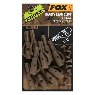 Fox závěsky edges camo safety lead clips & pegs 10 ks velikost 7