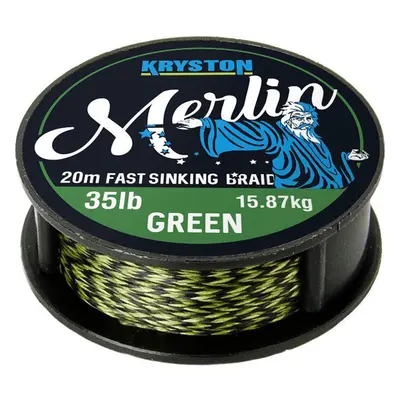 Kryston návazcová šňůrka merlin fast sinking braid zelená 20 m-nosnost 25 lb