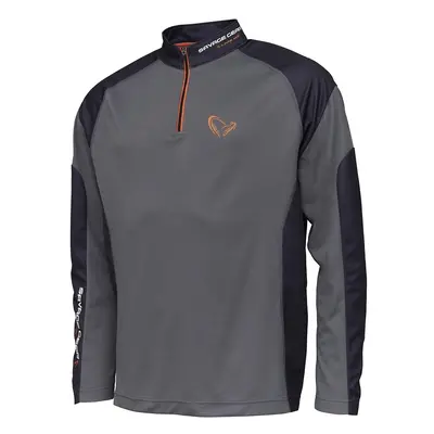 Savage gear tričko tournament shirt 1/2 zip sedona grey - l