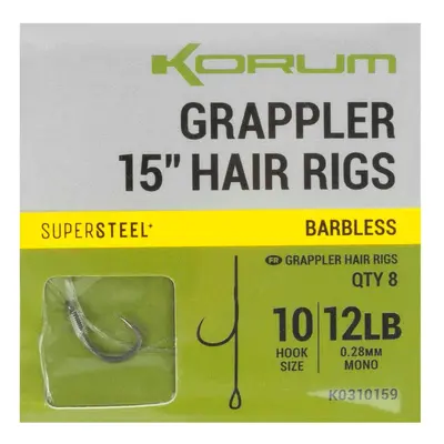 Korum návazec grappler 15” hair rigs barbless 38 cm - velikost háčku 10 průměr 0,28 mm nosnost 1