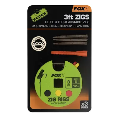 Fox návazec zig rigs 3 ft 0.9 m 3 ks háček 8 nosnost 12 lb