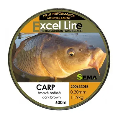 Sema vlasec carp hnědá 600 m-průměr 0,25 mm / nosnost 8,4 kg