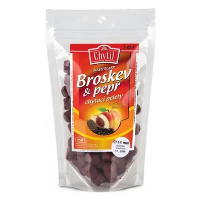 Chytil chytací pelety s dírkou 250 g - příchuť broskev/pepř - průměr 20 mm