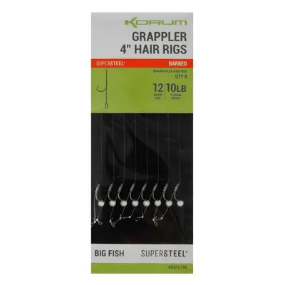 Korum návazec grappler 4” hair rigs barbed 10 cm - velikost háčku 12 průměr 0,26 mm nosnost 10 l