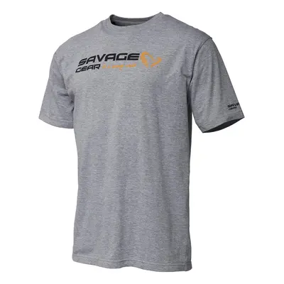 Savage gear triko signature logo t shirt grey melange - m