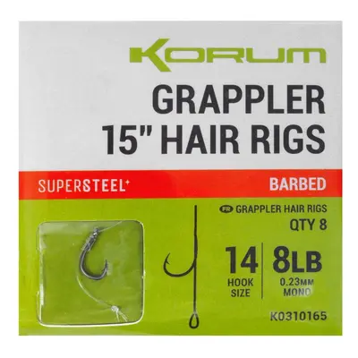 Korum návazec grappler 15” hair rigs barbed 38 cm - velikost háčku 14 průměr 0,23 mm nosnost 8 l