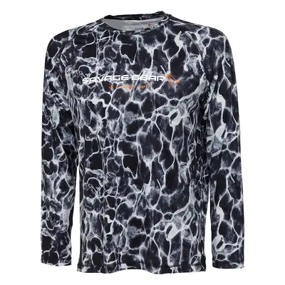 Savage gear triko night uv long sleeve t shirt black waterprint - s