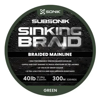 Sonik šňůra subsonik sinking braid green 0,20 mm 18,14 kg - 300 m