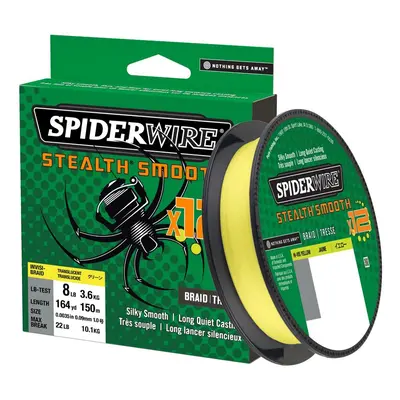 Spiderwire splétaná šňůra stealth smooth 12 hi-vis žlutá 150 m - 0,07 mm 6 kg