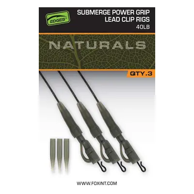 Fox montáž naturals submerge power grip lead clip leaders 75 cm 3 ks - 40 lb