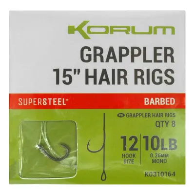 Korum návazec grappler 15” hair rigs barbed 38 cm - velikost háčku 12 průměr 0,26 mm nosnost 10 