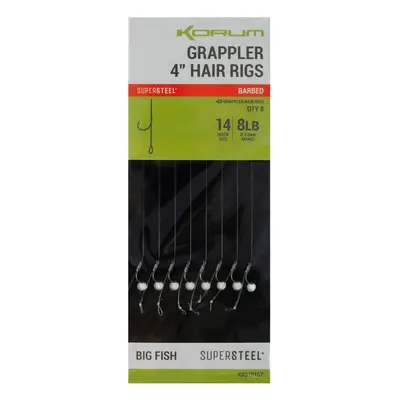 Korum návazec grappler 4” hair rigs barbed 10 cm - velikost háčku 14 průměr 0,23 mm nosnost 8 lb