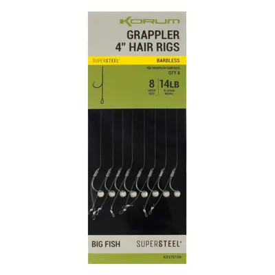 Korum návazec grappler 4” hair rigs barbless 10 cm - velikost háčku 8 průměr 0,30 mm nosnost 14 