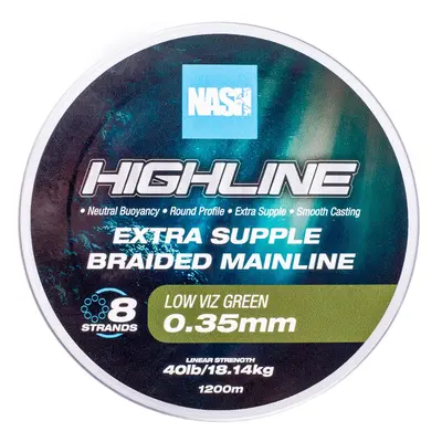 Nash splétaná šňůra highline extra supple braid green 1200 m - 0,35 mm 18,14 kg