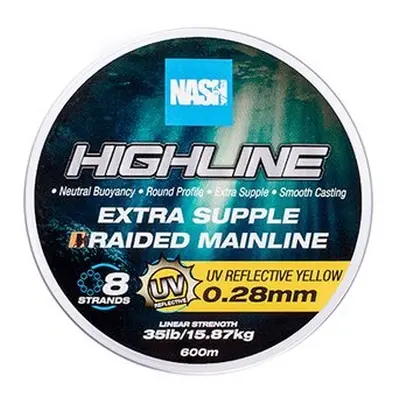 Nash splétaná šňůra highline extra supple braid uv yellow 600 m - 0,28 mm 15,87 kg