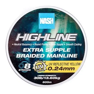 Nash splétaná šňůra highline extra supple braid uv yellow 600 m - 0,24 mm 13,6 kg