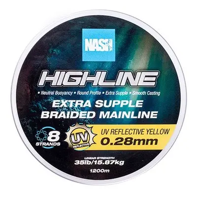 Nash splétaná šňůra highline extra supple braid uv yellow 1200 m - 0,28 mm 15,87 kg