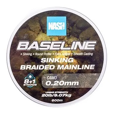 Nash splétaná šňůra baseline sinking braid camo 600 m - 0,20 mm 9,07 kg