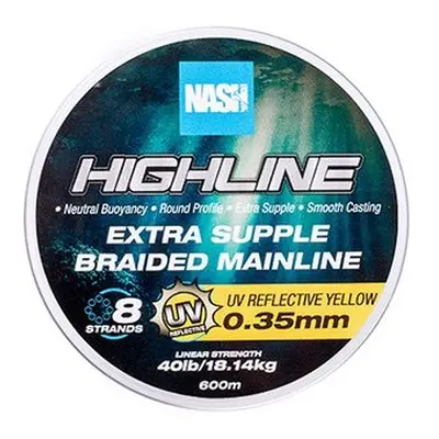 Nash splétaná šňůra highline extra supple braid uv yellow 600 m - 0,35 mm 18,14 kg