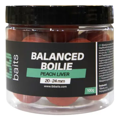 Tb baits vyvážené boilie balanced + atraktor peach liver 100 g 20-24 mm