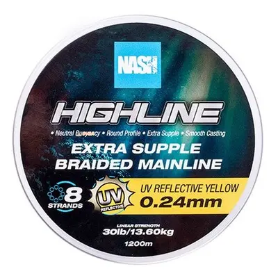 Nash splétaná šňůra highline extra supple braid uv yellow 1200 m - 0,24 mm 13,6 kg