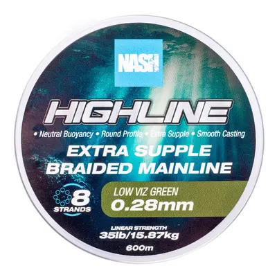 Nash splétaná šňůra highline extra supple braid green 600 m - 0,28 mm 15,87 kg