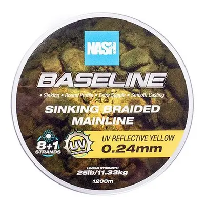 Nash splétaná šňůra baseline sinking braid uv yellow 1200 m - 0,24 mm 11,33 kg