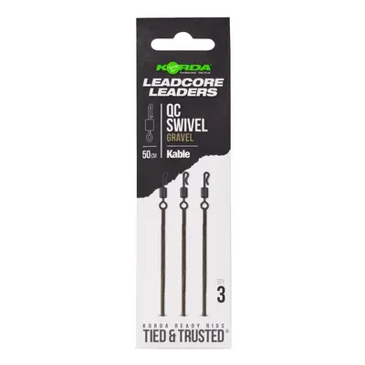 Korda montáž kable leadcore leader qc swivel 50 cm - gravel