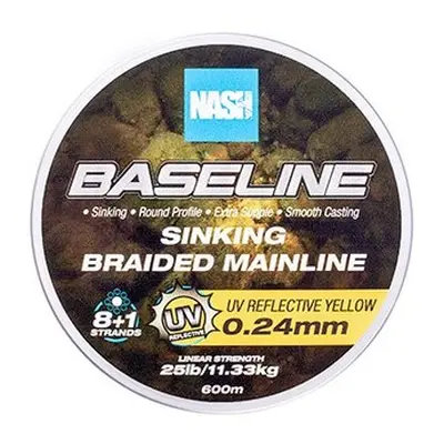 Nash splétaná šňůra baseline sinking braid uv yellow 600 m - 0,24 mm 11,33 kg