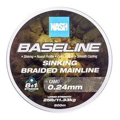 Nash splétaná šňůra baseline sinking braid camo 600 m - 0,24 mm 11,33 kg