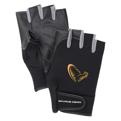 Savage gear rukavice neoprene half finger black - xl